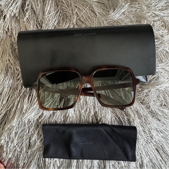 Saint Laurent Tortoise Shell Square Sunglasses - Picture 1 of 3